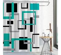 Cortina de Ducha Geométrica Abstracta de Estilo Moderno de Mediados de Siglo - Cortina de Baño Moderna,Sencilla E Impermeable - Cortina de Bañera de Poliéster de Secado Rápido con Ganchos,Colo