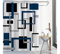 Cortina de Ducha Geométrica Abstracta de Estilo Moderno de Mediados de Siglo - Cortina de Baño Moderna,Sencilla E Impermeable - Cortina de Bañera de Poliéster de Secado Rápido con Ganchos,Colo