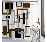 Cortina de Ducha Geométrica Abstracta de Estilo Moderno de Mediados de Siglo - Cortina de Baño Moderna,Sencilla E Impermeable - Cortina de Bañera de Poliéster de Secado Rápido con Ganchos,Colo