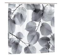 Cortina de Ducha Gris Cortina Ducha Hoja Cortinas Baño 200x200 Cortinas Bañera Poliéster Lavable, Impermeable Shower Curtain con 12 Ganchos Dobladillo Ponderado para Decoracion Hogar Regalo Muje J-91