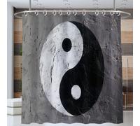 Cortina de Ducha Gris Negro, Cortina de Ducha Anti-Molde Yin Yang Tai Chi Antigua Muralla, Cortinas de Baño Antimoho Impermeable Lavable, Tela Accesorios de baño, 180 x 200 cm