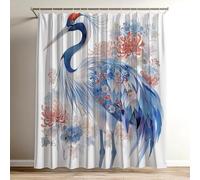 Cortina de Ducha Grúa Cortina Ducha Flor Impermeable Estampada Tejido de Poliéster Cortinas de Baño 100x120 cm con 12 Ganchos, Lavable Shower Curtain para Bañera Baño Familia Hoteles Dormitorio Wy-197