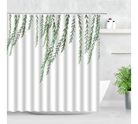 Cortina de Ducha Impermeable con Hojas, impresión de Hojas de Plantas Verdes en 3D, decoración Moderna y Sencilla para el hogar, Cortinas de baño de Tela de poliéster, 100x204cm(39x80in)