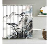 Cortina de Ducha Impermeable, Paisaje de Tinta Cortina de Baño 230x180cm con Gancho Antimoho Lavable Cortinas Impermeables Exterior, 3D Shower Curtain Modernas decoran la bañera del baño Cortinas