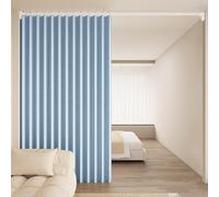 Cortina de ducha impermeable personalizable para baño, hoteles familiares, caravanas, color azul cielo, 100 x 200 cm, cortina de ducha de tela personalizable para decoración de bañera y dormitorio