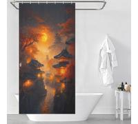 Cortina de ducha japonesa con diseño de ciudad de los sueños, resistente al moho, gruesa, resistente, de poliéster, diseño moderno, para cabinas de ducha y bañeras, 90 x 180 cm