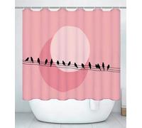 Cortina de Ducha L100 x A140cm Cortina de Baño Impermeable Poliester Tela Lavable, con Ojales y 12 Ganchos, Dobladillo Ponderado, Secado Rápido, para Baño y Hotel Bañera o Ducha Rosa Vector J#432