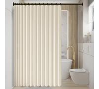 Cortina de Ducha Magnética Plegable 110 x 195 cm Protege La Privacidad, Magnética, a Prueba de Salpicaduras Cortina de Ducha Plegable para Familia, Hotel, Casa de Familia, Beige