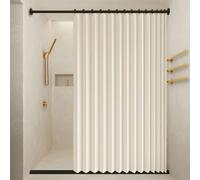 Cortina de Ducha Magnética Plegable 150 x 186 cm Imán a Prueba de Salpicaduras, Resistente, Cierre Rápido Cortina Divisor de Ambientes para Baño, Sala de Estar, Dormitorio, Beige