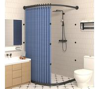Cortina de ducha magnética plegable, divisor de privacidad impermeable con barra curvada, perfecta para baño y tienda de ropa, panel solar para mayor privacidad y estilo