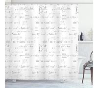 Cortina de Ducha Matemáticas, Cortina Ducha 180x180 cm Fórmula Matemática Cortina Baño Tela Impermeable Antimoho con 12 Ganchos B-1677