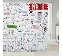 Cortina de Ducha Matemáticas y Geometría 180x200 Cortina Ducha Antimoho 3D Fórmula Matemática Cortinas de Baño Tela Impermeable Poliester Secado Rápido Lavable Shower Curtain con 12 Ganchos M-997