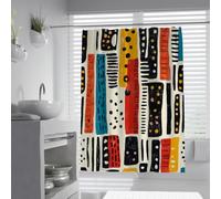 Cortina de Ducha Mid Century Modern con Lunares y Rayas geométricas Cortina de baño Colorido Estilo Collage Decoración Impermeable Lavable W100xL180 cm