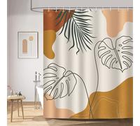 Cortina de ducha minimalista con hojas tropicales bohemias, 180 x 180 cm, tela de poli?ster, resistente al moho, impermeable, lavable, con 12 ganchos