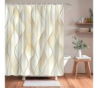 Cortina de Ducha Minimalista de Lujo con líneas fluidas y Degradado en Crema: Cortina de baño para baños Modernos. 300x200cm/118x79in(AnxAl)