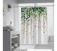 Cortina de Ducha Minimalista Moderna Naturaleza Bosque Follaje Planta de Broma Cortina de baño Cortinas de baño de Estilo nórdico Verde con Ganchos en Forma de C W150xL180 cm