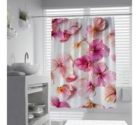 Cortina de Ducha Modern Elegance Pansy Bloom Cortinas de Ducha Pétalos de Flores Rosas Cortina de baño Bohemia Natural de Tela Extra Larga con Ganchos 180 x 220 cm