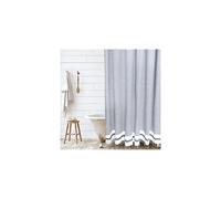 Cortina de ducha moderna Catalina de HALL & PERRY, 100 % algod n, a rayas, con borlas para ba o, D?or-Catalina Chambray, 72 x 72