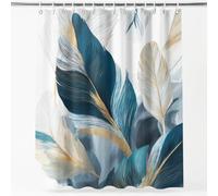 Cortina de ducha moderna de lujo, delicada y elegante, etérea, fresca, hojas de plantas, lavable con ganchos, tela higiénica, cortinas de ducha para baño, bañera, apartamento, decoración, 180 x 150 cm