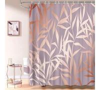Cortina de ducha moderna de lujo para baño, color oro rosa, con hojas tropicales en oro rosa, juego de cortinas de tela para baño (140 x 200 cm/55 x 79 pulgadas (ancho x alto), cortinas para bañera)