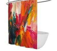 Cortina de Ducha Multicolor Vibrante, estallido Abstracto de Flores con patrón de Pintura al óleo, Cortina de Ducha de Tela de poliéster Impermeable decoración de baño 200 x 220 cm