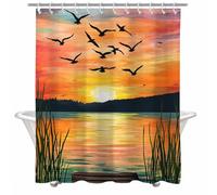 Cortina de Ducha Naranja Cortina Ducha 130x200 cm con 12 Ganchos y Dobladillo Ponderado, Antimoho, Tela Impermeable Poliéster, Shower Curtain Lavable con Agua para Baño o Bañera, Océano 2Y#286