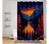Cortina de Ducha Negro Cortina Ducha 120x200 cm, Cortinas de Baño OtoñO Cortinas Baño Poliester Lavable, HD Impresión Impermeable Shower Curtain con 12 Anillas para Familia, Hotel, Bañera -zpg25073SR