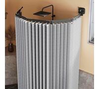 Cortina de ducha no permanente con barra ajustable, potente diseño plegable de succión, color gris claro, ideal para bañeras, fácil instalación, solución de ahorro de espacio.