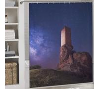Cortina de ducha "Noche en la torre de la alegría", resistente al moho, elegante, lavable, para uso diario, decoración de baño, también para caravanas, 177 x 180 cm