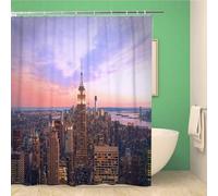 Cortina de Ducha Nueva York 200x200 Cortina Ducha Antimoho 3D Arquitectura Neoyorquina Cortinas de Baño Tela Impermeable Poliester Secado Rápido Lavable Shower Curtain con 12 Ganchos d-1097