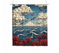 Cortina de Ducha Océano Cortina Ducha 240x200 Cortinas de Baño Abstracto Cortinas Ducha Impermeable Poliéster con 12 Ganchos Lavable Shower Curtain Dobladillo Ponderado para Decoracion Hogar I-91