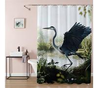 Cortina de Ducha Pájaro Cortina Baño Antimoho 150x180 cm Impermeable y Lavables Secado Rápido Shower Curtain con Ganchos y Dobladillo Ponderado para Hotel, Bañeras y Cuartos de Baño, Selva 9Q-426