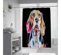 Cortina de Ducha para Perro de Arte Moderno con Retratos de Animales en Acuarela, Cortina Impermeable de poliéster Lavable a máquina para Decorar un baño Elegante 120 x 180 cm