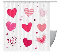 Cortina de ducha personalizada con corazones dibujados a mano