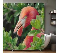 Cortina de Ducha Plantas Cortina de Baño Hojas Verdes Impermeable Antimoho Poliéster Cortina Ducha 120x180 cm para Bañera con Ganchos B.2887