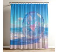 Cortina de Ducha Playa Cortina Ducha Amor Impermeable Estampada Tejido de Poliéster Cortinas de Baño 100x120 cm con 12 Ganchos,Lavable Shower Curtain para Bañera Baño Familia Hoteles Dormitorio Wy-217