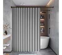 Cortina de Ducha Plegable 101 x 183 cm Imán a Prueba de Salpicaduras, Resistente, Cierre Rápido Cortina de Ducha Magnética Plegable para Familia, Hotel, Casa de Familia, Gris