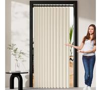 Cortina de Ducha Plegable 115 x 190 cm Resistente con Imán a Prueba de Salpicadura, Personalizable Cortina de Ducha Plegable para Familia, Hotel, Casa de Familia, Beige