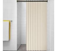 Cortina de Ducha Plegable 116 x 175 cm Resistente con Imán a Prueba de Salpicadura, Personalizable Cortina de Ducha de Tela Gruesa para Baño, Sala de Estar, Dormitorio, Beige