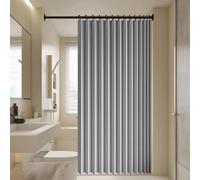 Cortina de Ducha Plegable 135 x 197 cm Imán a Prueba de Salpicaduras, Resistente, Cierre Rápido Cortina de Ducha Plegable Magnética para Familia, Hotel, Casa de Familia, Gris