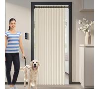 Cortina de Ducha Plegable 136 x 184 cm Magnéticas, a Prueba de Salpicaduras, Separación Húmeda y Seca Cortina Ducha Magnética Plegable para Cocina, Comedor, Marco de Puerta, Beige