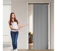 Cortina de Ducha Plegable 141 x 146 cm Imán a Prueba de Salpicaduras, Resistente, Cierre Rápido Cortina de Ducha de Tela Gruesa para Familia, Hotel, Casa de Familia, Gris