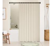 Cortina de Ducha Plegable 157 x 182 cm Imán a Prueba de Salpicaduras, Resistente, Cierre Rápido Cortina Ducha Magnética Plegable para Familia, Hotel, Casa de Familia, Beige