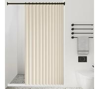 Cortina de Ducha Plegable 164 x 183 cm Protege La Privacidad, Magnética, a Prueba de Salpicaduras Cortina de Ducha de Tela Gruesa para Baño, Sala de Estar, Dormitorio, Beige