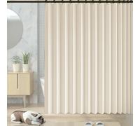 Cortina de Ducha Plegable 168 x 125 cm Magnéticas, a Prueba de Salpicaduras, Separación Húmeda y Seca Cortinas de Ducha para Baño para Dormitorio, Sala de Estar, Hotel, Beige