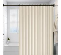 Cortina de Ducha Plegable 240 x 150 cm Resistente con Imán a Prueba de Salpicadura, Personalizable Cortina de Ducha Plegable Magnética para Familia, Hotel, Casa de Familia, Beige