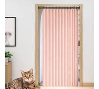 Cortina de Ducha Plegable 245 x 145 cm Protege La Privacidad, Magnética, a Prueba de Salpicaduras Cortina de Ducha de Tela Gruesa para Cocina, Comedor, Marco de Puerta, Rosa