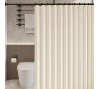 Cortina de Ducha Plegable 290 x 125 cm Protege La Privacidad, Magnética, a Prueba de Salpicaduras Cortina de Ducha de Tela Gruesa para Dormitorio, Sala de Estar, Hotel, Beige