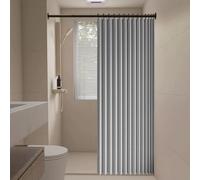 Cortina de Ducha Plegable 88 x 105 cm Magnéticas, a Prueba de Salpicaduras, Separación Húmeda y Seca Cortina Cocina Plisada Plegable para Familia, Hotel, Casa de Familia, Gris