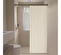 Cortina de Ducha Plegable 96 x 195 cm Magnéticas, a Prueba de Salpicaduras, Separación Húmeda y Seca Cortina Cocina Plisada Plegable para Familia, Hotel, Casa de Familia, Beige